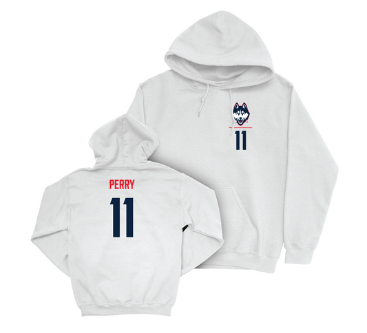 UConn Women's Volleyball Logo White Hoodie - Jessica Perry | #11 Small