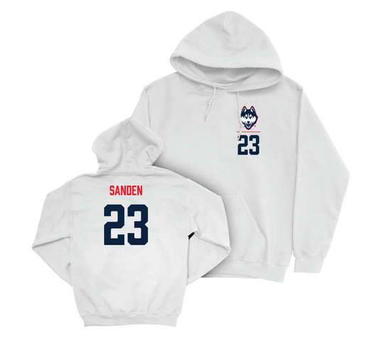 UConn Softball Logo White Hoodie - Jana Sanden | #23 Small