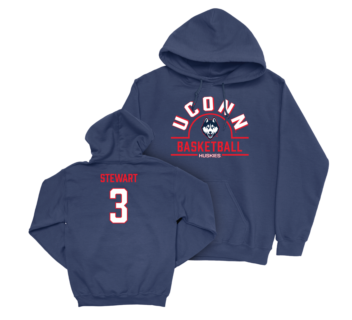 UConn Men's Basketball Arch Navy Hoodie - Jaylin Stewart | #3 Small