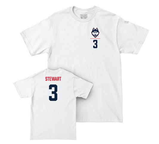 UConn Men's Basketball Logo White Comfort Colors Tee - Jaylin Stewart | #3 Small