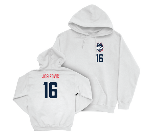 UConn Women's Ice Hockey Logo White Hoodie - Kyla josifovic | #16 Small