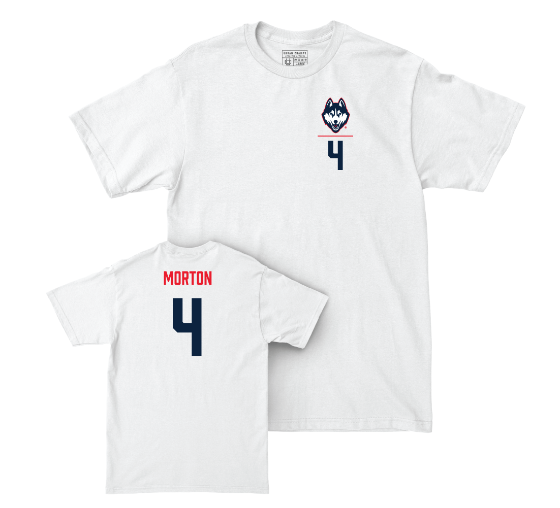 UConn Baseball Logo White Comfort Colors Tee - Korey Morton | #4 Small