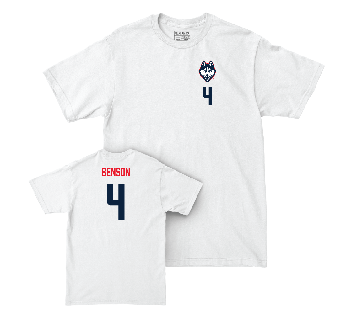 UConn Softball Logo White Comfort Colors Tee - Lauren Benson | #4 Small