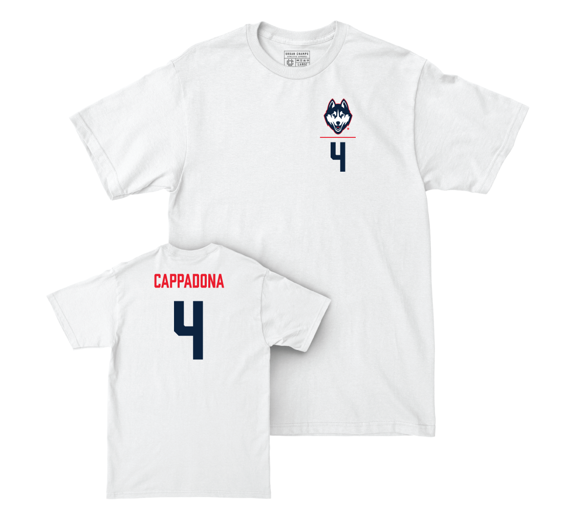 UConn Women's Soccer Logo White Comfort Colors Tee - Lucy Cappadona | #4 Small
