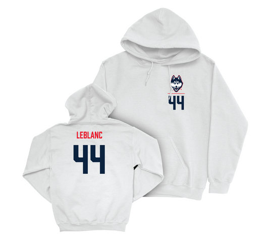 UConn Women's Soccer Logo White Hoodie - Lydia LeBlanc | #44 Small