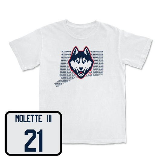 White Football Bleed Blue Comfort Colors Tee Youth Small / Lee Molette III | #21