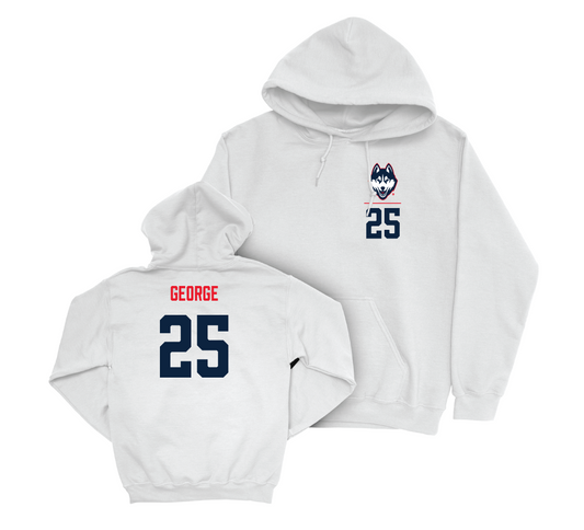 UConn Women's Lacrosse Logo White Hoodie - Madelyn George | #25 Small