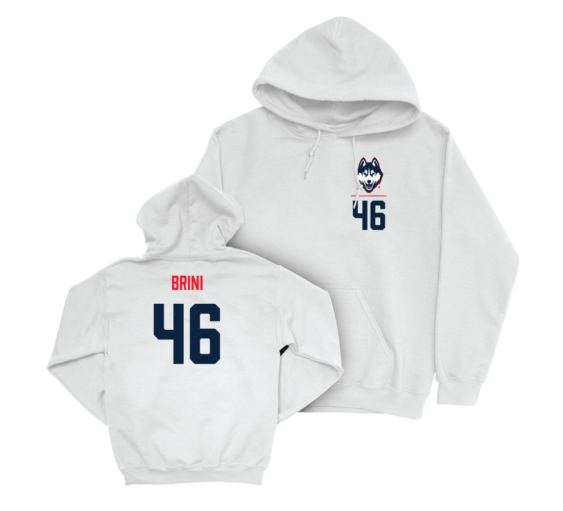 UConn Baseball Logo White Hoodie - Niko Brini | #46 Small