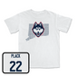 White Football Bleed Blue Comfort Colors Tee Youth Large / Noah Plack | #22