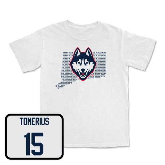 White Men's Soccer Bleed Blue Comfort Colors Tee Youth Small / Nicolas Tomerius | #15
