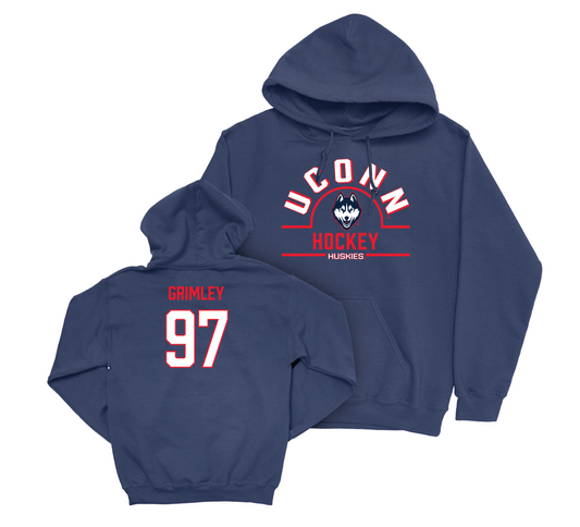 UConn Women's Ice Hockey Arch Navy Hoodie - Riley Grimley | #97 Small