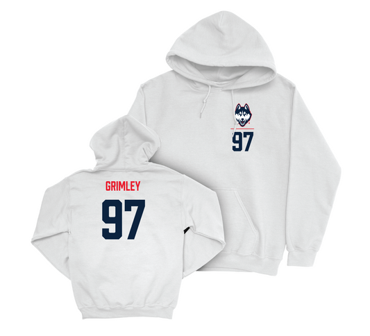 UConn Women's Ice Hockey Logo White Hoodie - Riley Grimley | #97 Small
