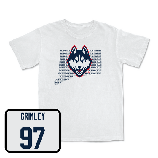 White Women's Ice Hockey Bleed Blue Comfort Colors Tee Youth Small / Riley Grimley | #97