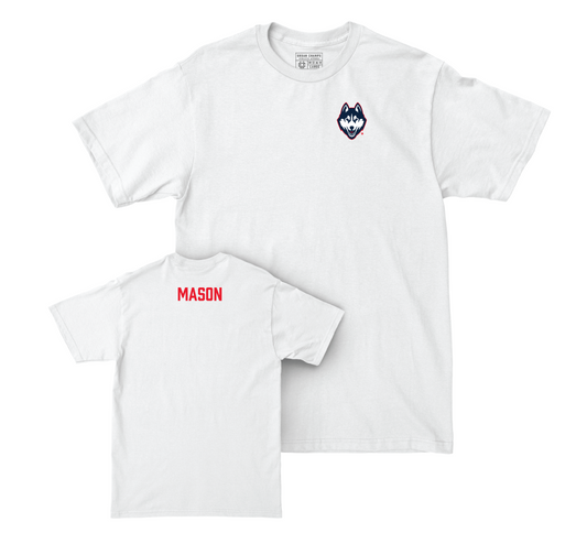 UConn Women's Track & Field Logo White Comfort Colors Tee - Rachel Mason Small