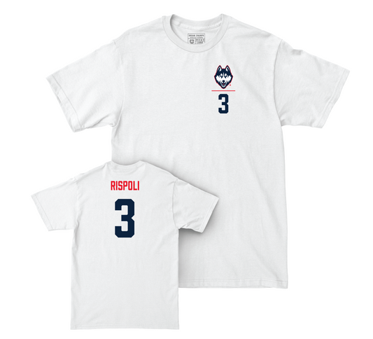 UConn Baseball Logo White Comfort Colors Tee - Robert Rispoli | #3 Small