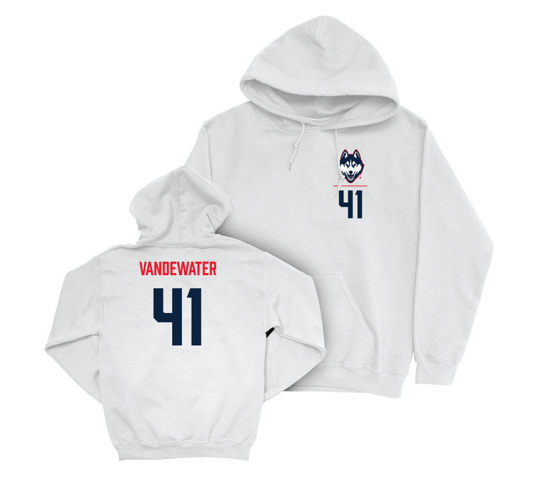 UConn Baseball Logo White Hoodie - Ryan VanDeWater | #41 Small
