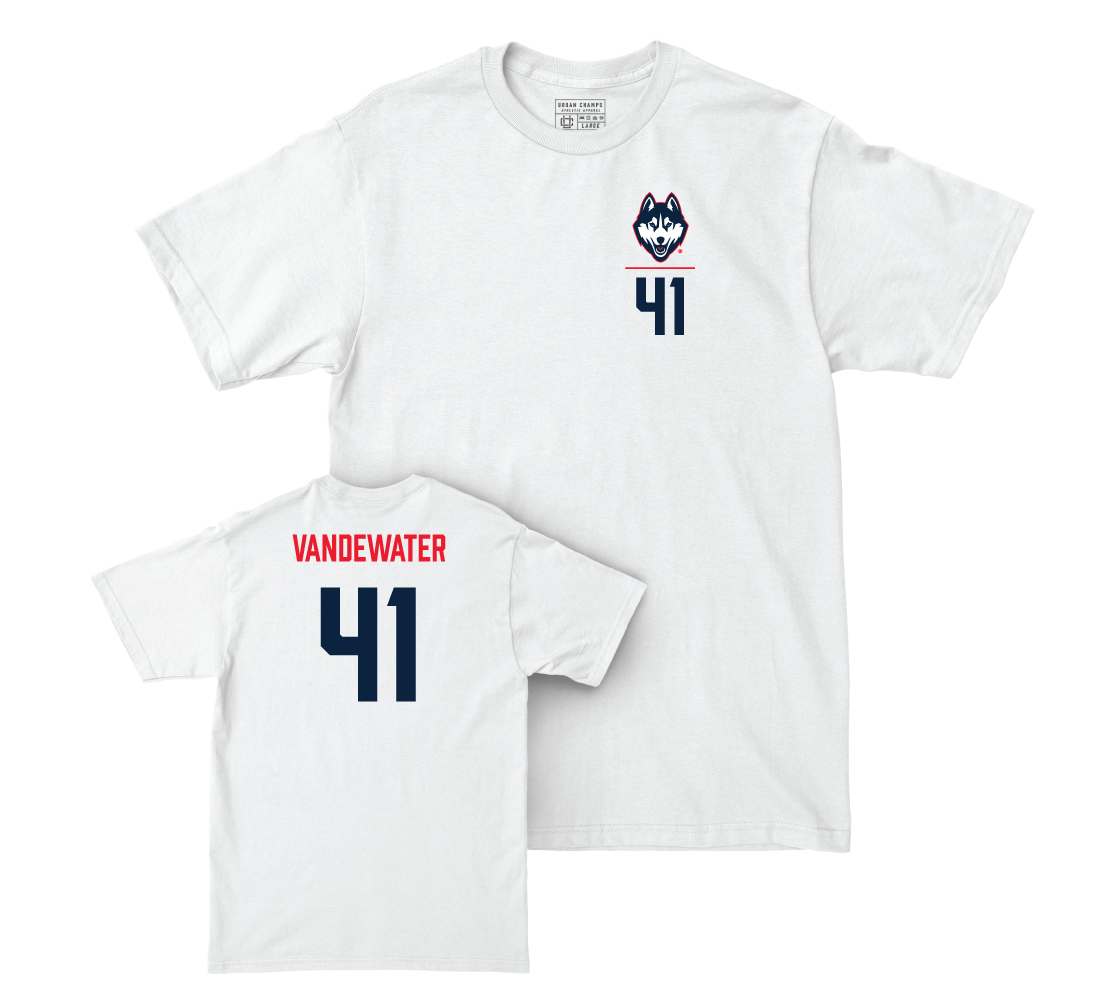 UConn Baseball Logo White Comfort Colors Tee - Ryan VanDeWater | #41 Small