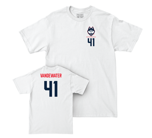 UConn Baseball Logo White Comfort Colors Tee - Ryan VanDeWater | #41 Small