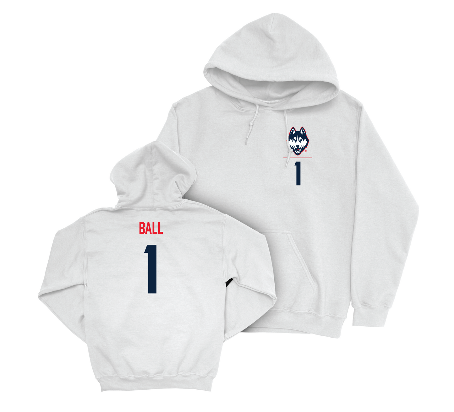 UConn Men's Basketball Logo White Hoodie - Solo Ball | #1 Small