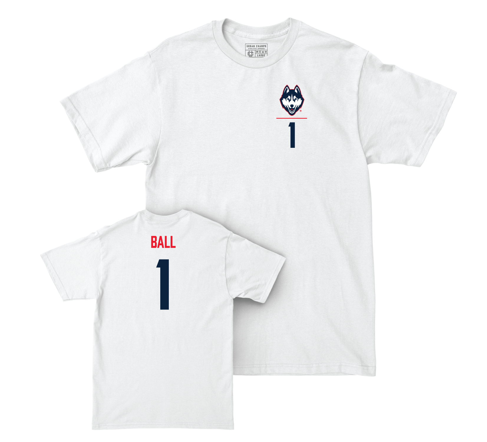 UConn Men's Basketball Logo White Comfort Colors Tee - Solo Ball | #1 Small
