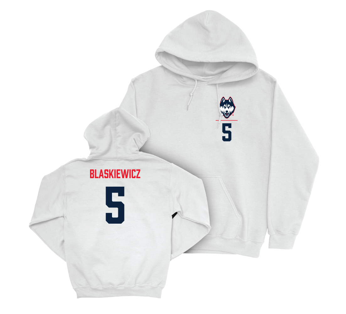 UConn Softball Logo White Hoodie - Sarah Blaskiewicz | #5 Small