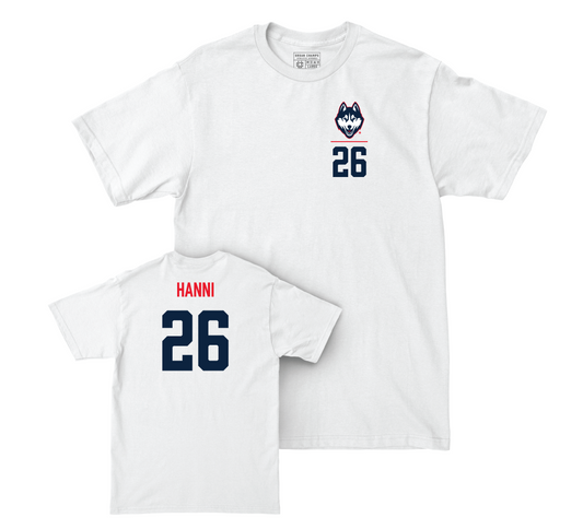UConn Football Logo White Comfort Colors Tee - Sabri Hanni | #26 Small