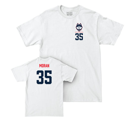 UConn Women's Ice Hockey Logo White Comfort Colors Tee - Shannon Moran | #35 Small