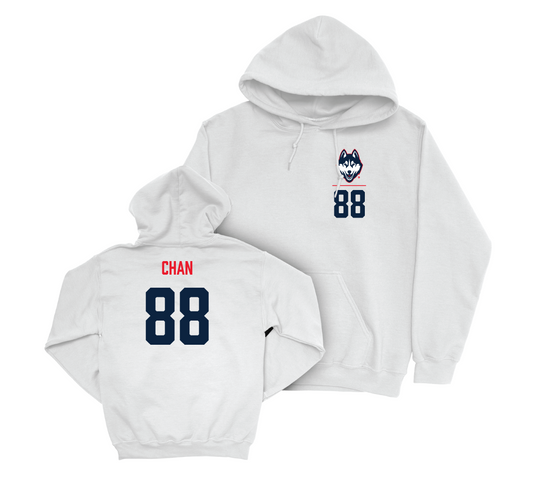 UConn Women's Ice Hockey Logo White Hoodie - Tia Chan | #88 Small