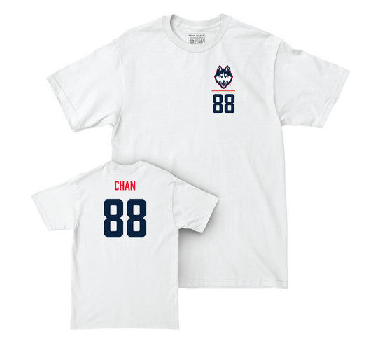 UConn Women's Ice Hockey Logo White Comfort Colors Tee - Tia Chan | #88 Small