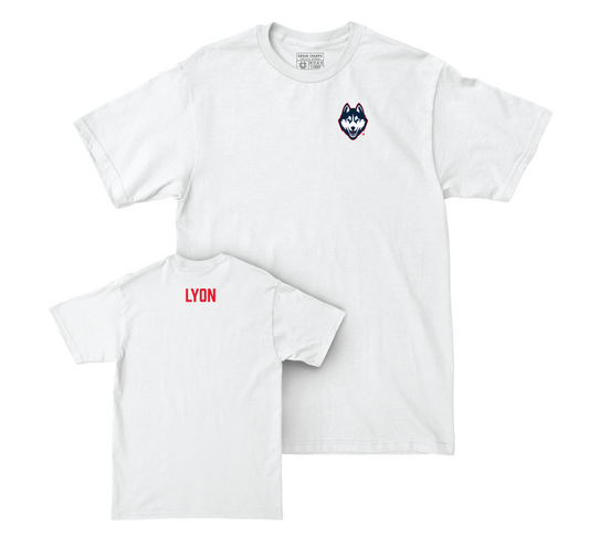 UConn Men's Track & Field Logo White Comfort Colors Tee - Tyler Lyon Small