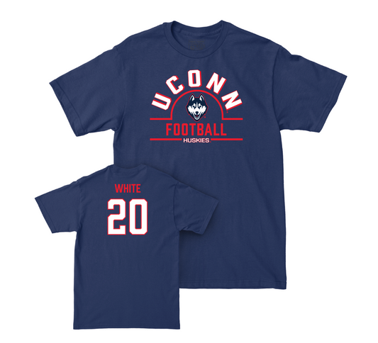 UConn Football Arch Navy Tee - Torion White | #20 Small
