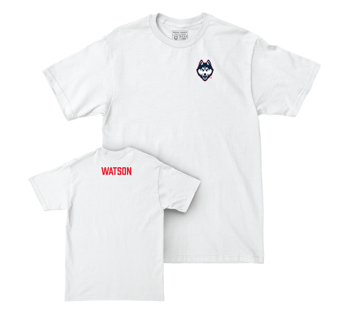 UConn Men's Track & Field Logo White Comfort Colors Tee - William Watson Small