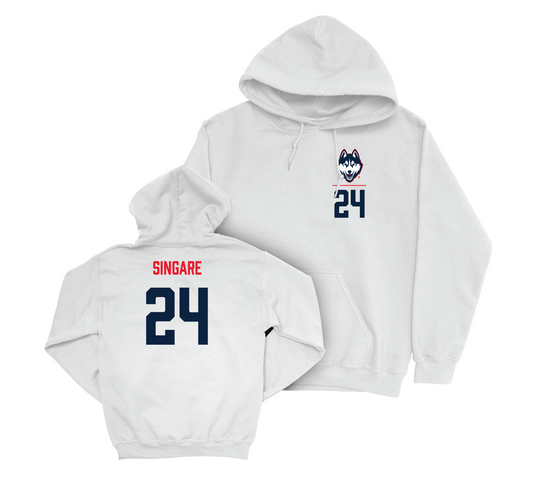 UConn Men's Basketball Logo White Hoodie - Youssouf Singare | #24 Small