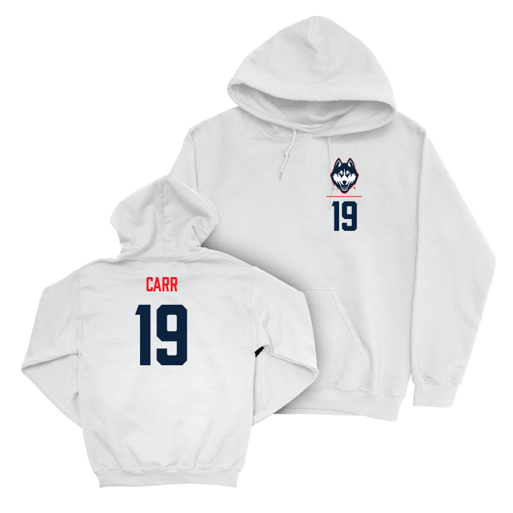 UConn Women's Soccer Logo White Hoodie  - Jessica Carr