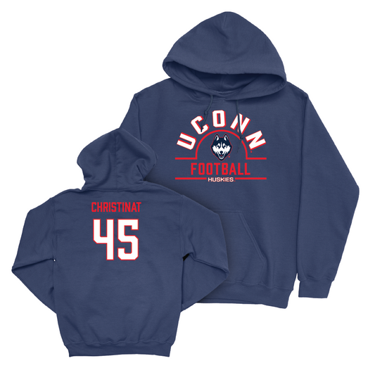 UConn Football Arch Navy Hoodie - Zachary Christinat | #47