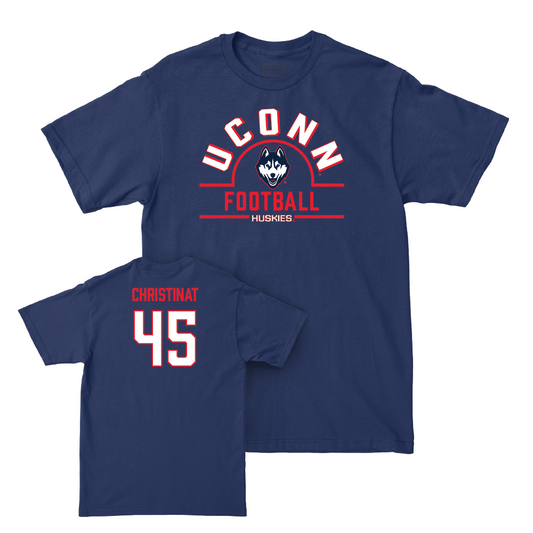 UConn Football Arch Navy Tee - Zachary Christinat | #47