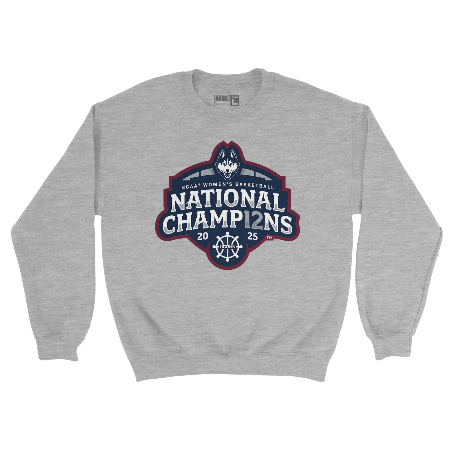 UConn Women's Basketball 2025 National Champions Sport Grey Badge Crew