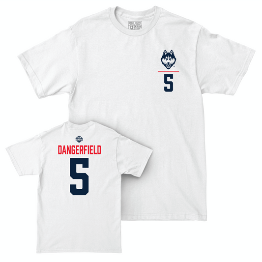 Legacy Collection: UConn Women's Basketball White Logo Comfort Colors Tee - Crystal Dangerfield | #5
