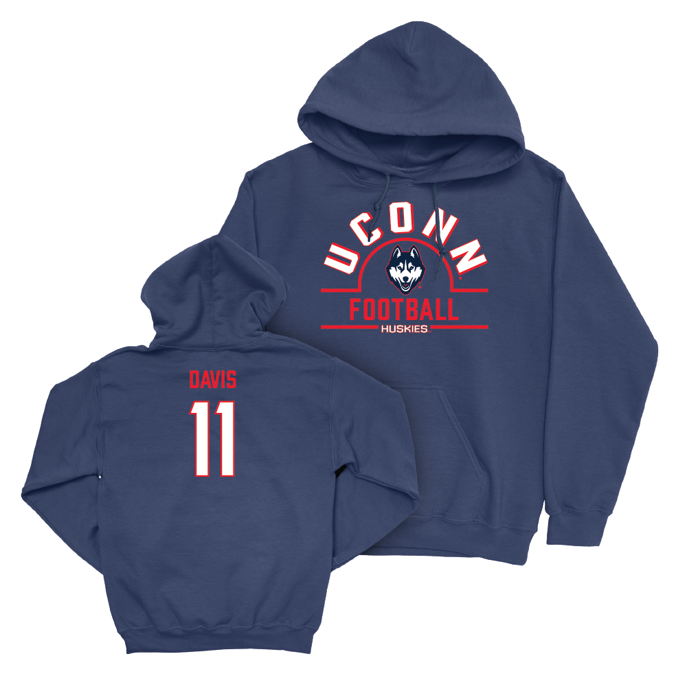 UConn Football Arch Navy Hoodie   - Isiah Davis