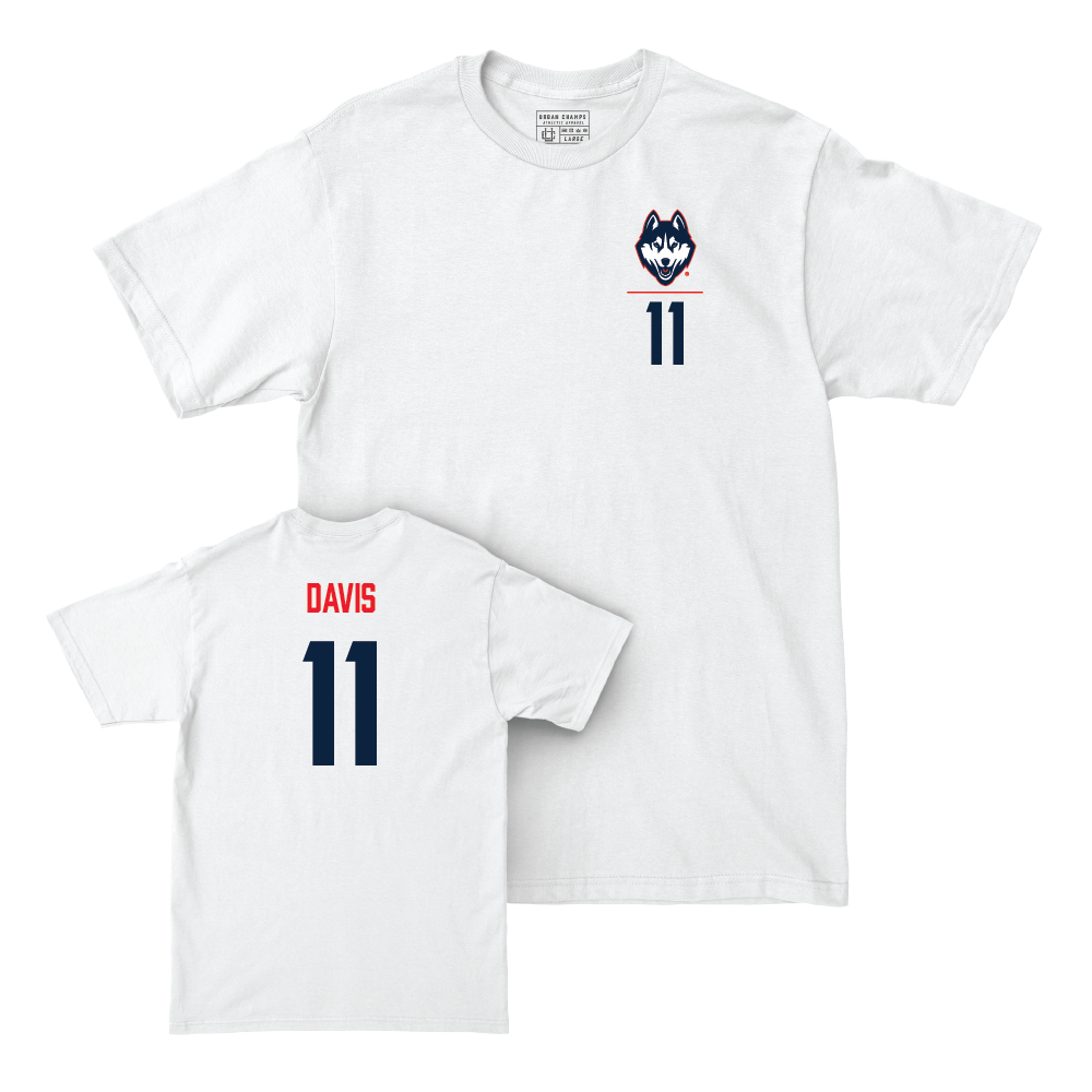 UConn Football Logo White Comfort Colors Tee   - Isiah Davis