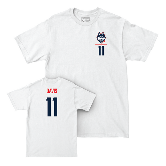 UConn Football Logo White Comfort Colors Tee   - Isiah Davis