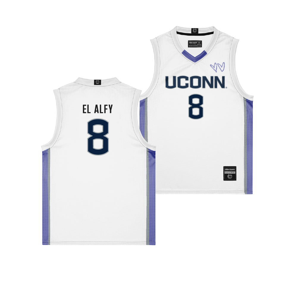 UConn White/Purple Basketball Jersey - Jana El Alfy | #8