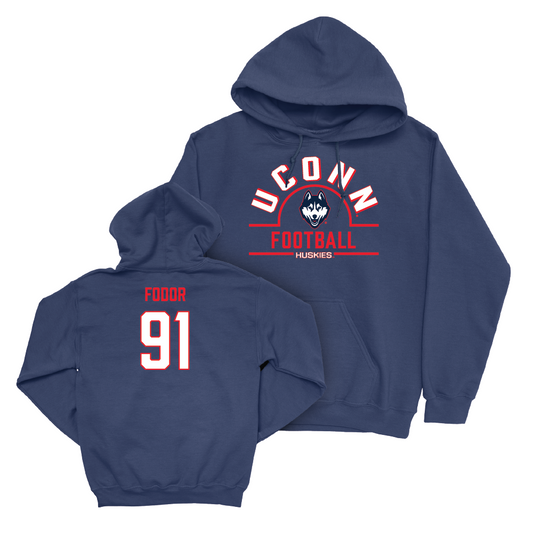 UConn Football Arch Navy Hoodie - Brady Fodor | #91