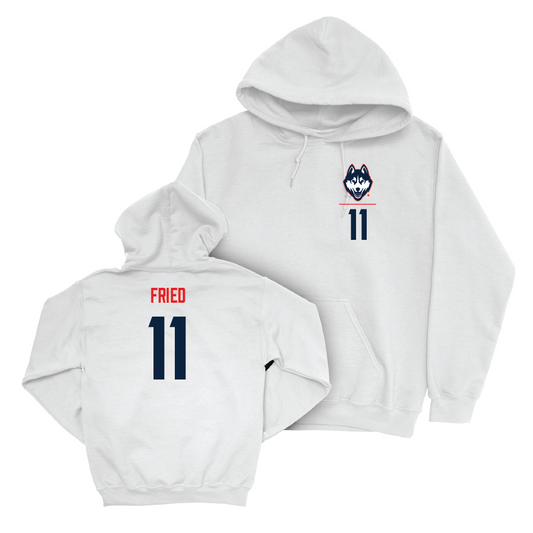 UConn Women's Soccer Logo White Hoodie  - Maddie Fried