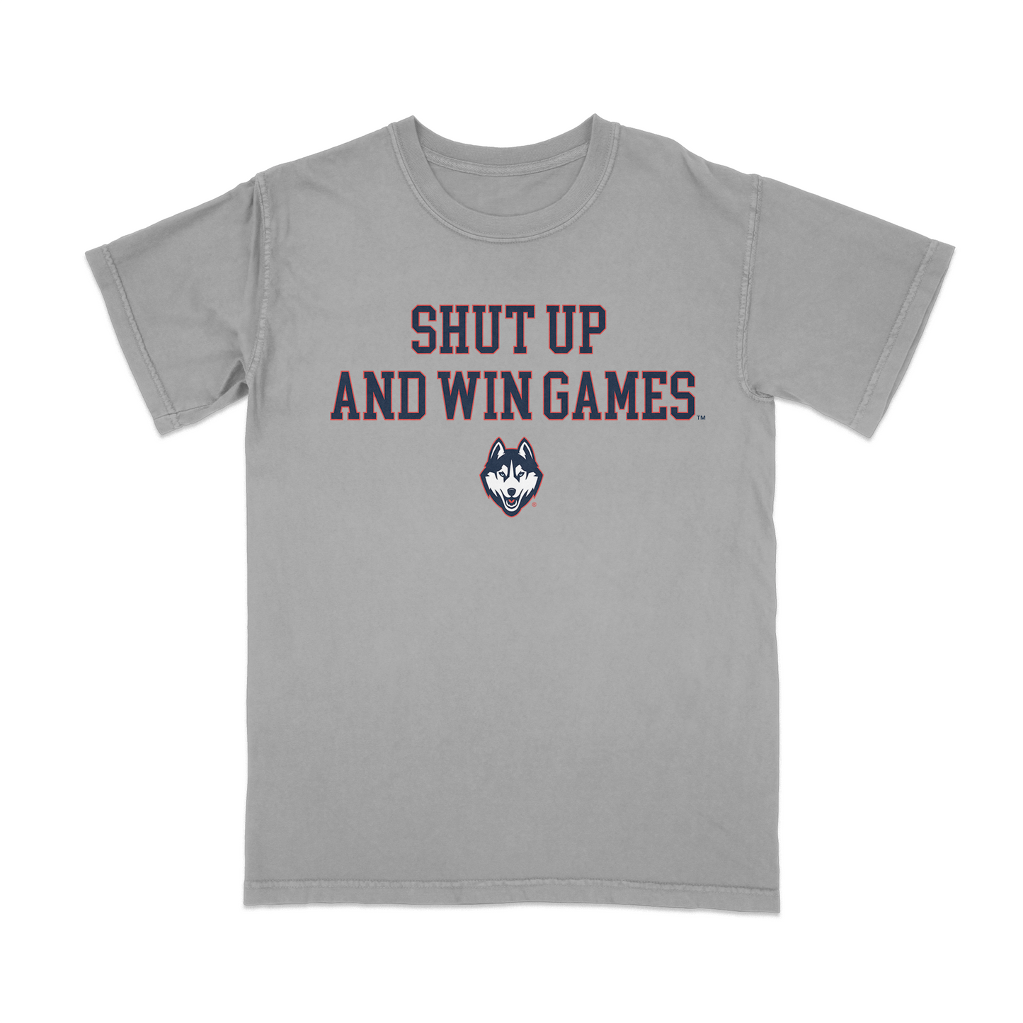 LIMITED RELEASE: UConn Shut Up and Win Games Tee in Grey