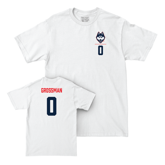 UConn Men's Soccer Logo White Comfort Colors Tee  - Joseph Grossman