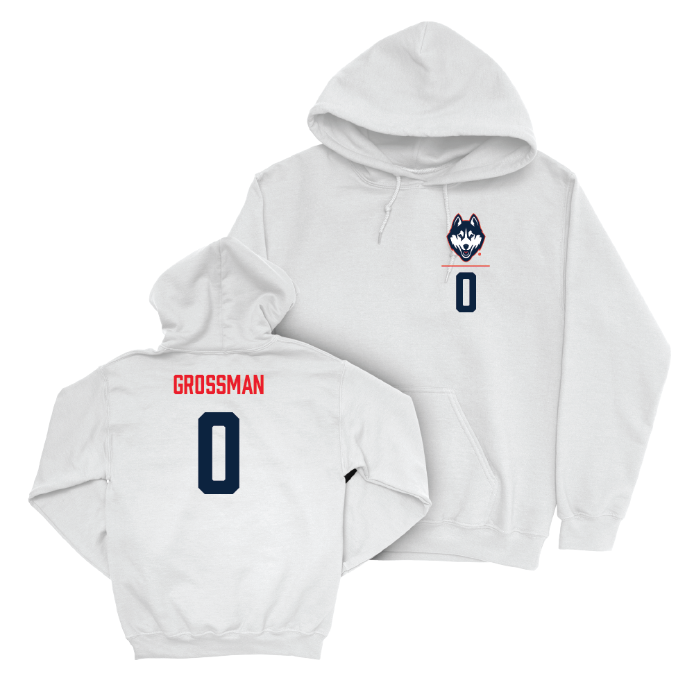 UConn Men's Soccer Logo White Hoodie  - Joseph Grossman