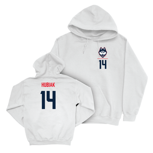 UConn Women's Lacrosse Logo White Hoodie  - Caitlyn Hubiak