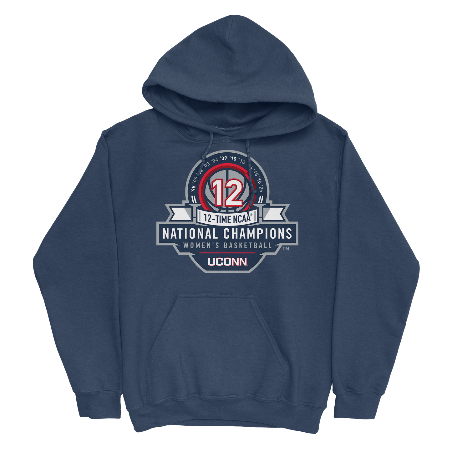 UConn Women's Basketball 2025 National Champions Navy Badge Hoodie
