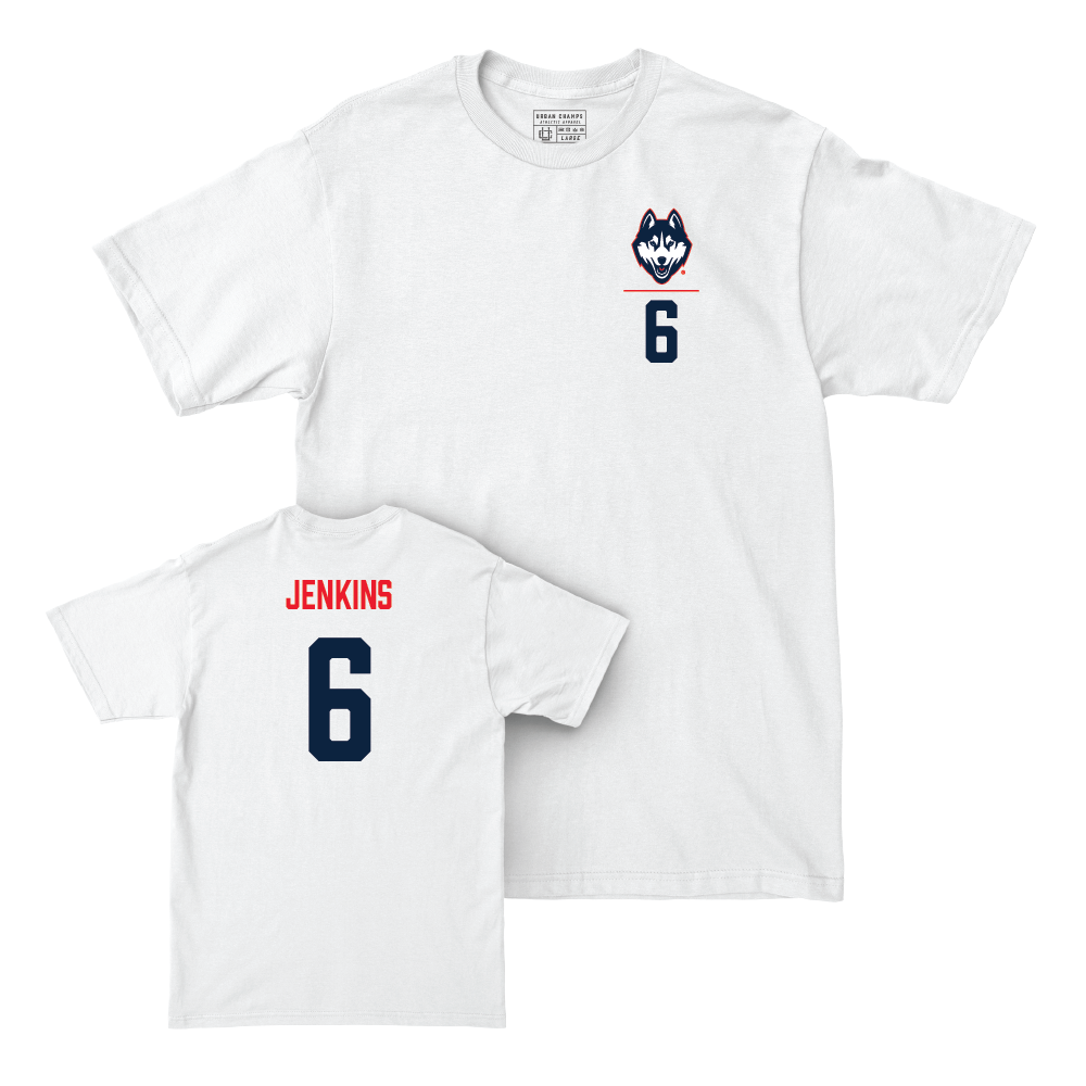 UConn Women's Soccer Logo White Comfort Colors Tee  - Taylor Jenkins